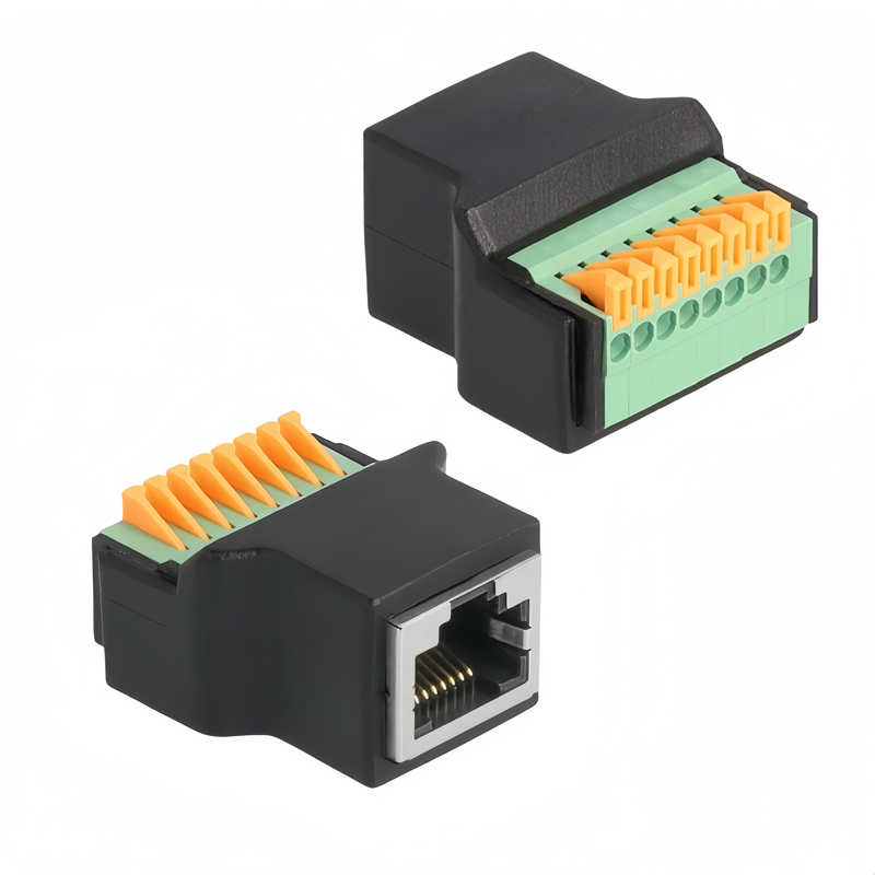 RJ45 Female to Terminal Block Adapter with Push Button | PINOWELL